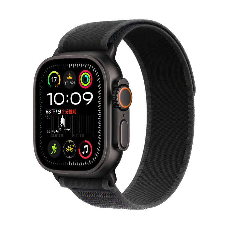 【限量優惠】Apple Watch Ultra 2 2024 LTE 49mm 黑色鈦金屬-黑色越野錶環-M/L