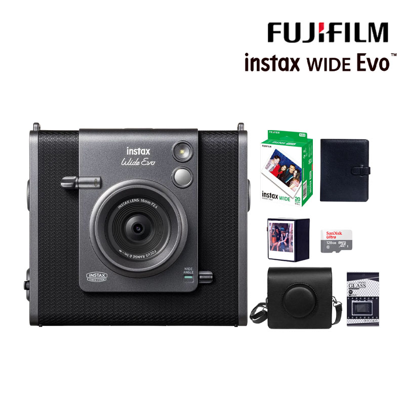 【皮套20張底片組合】富士 Fujifilm Instax WIDE EVO (黑色) 拍立得相機 印相機 公司貨 保固一年