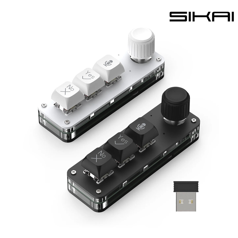 SIKAI SK-KB3 三鍵+旋鈕語音輸入小鍵盤(無線版)(黑色)