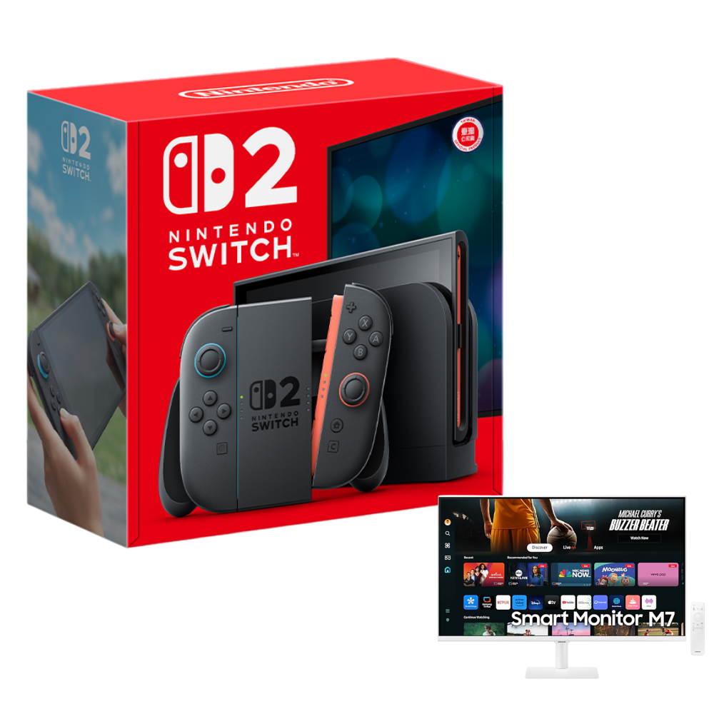 Nintendo Switch 2 主機 (台灣公司貨)+SAMSUNG 三星 32吋智慧聯網螢幕 M7 白