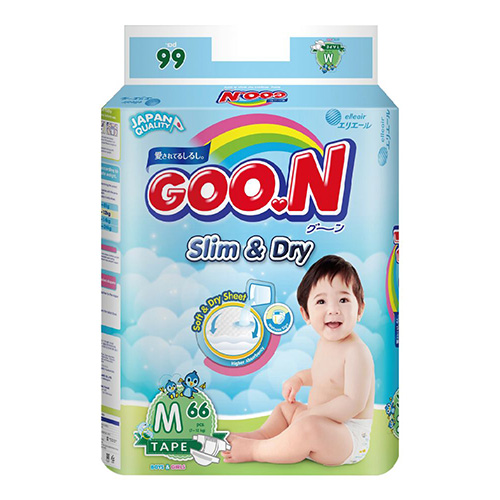 【日本大王GOO.N】國際版-黏貼型紙尿褲 (M號/66片x4串)
