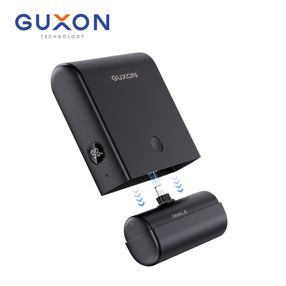 【iWALK X GUXON】LINK 二合一組合式口袋行動電源13500mAh(有標示Wh/3C認證)-Lightning款(黑色)