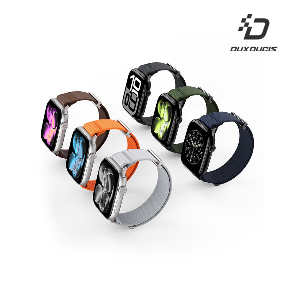 DUX DUCIS Apple Watch (38/40/41/42(十代)mm) YM 尼龍編織磁吸錶帶(淺灰)