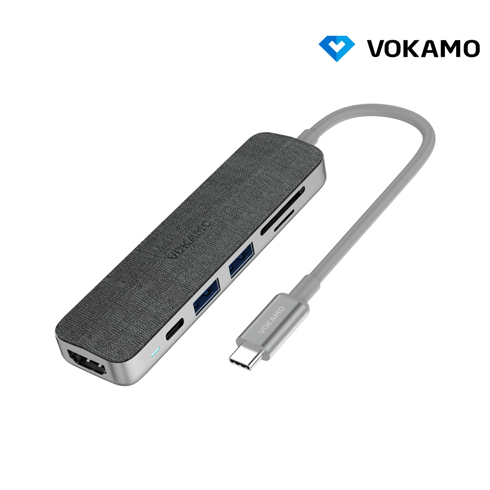 VOKAMO Type-C 鋅合金6埠擴展集線器(PD+2*USB+HDMI+TF/SD)