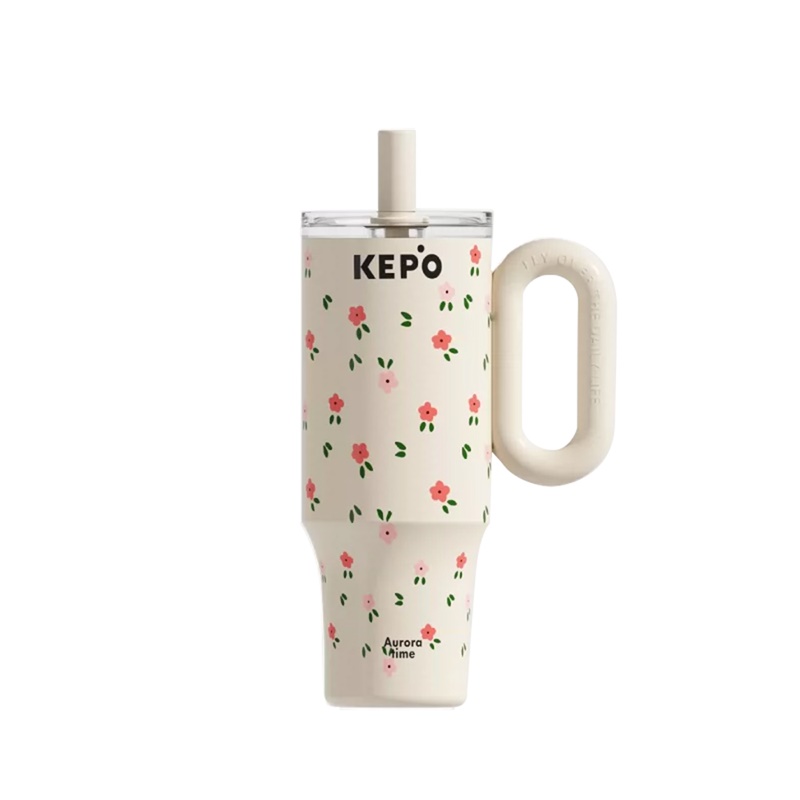 KEPO LQ 1200mL KC015 花園冰霸杯 吸管保溫杯 陶瓷款 小碎花