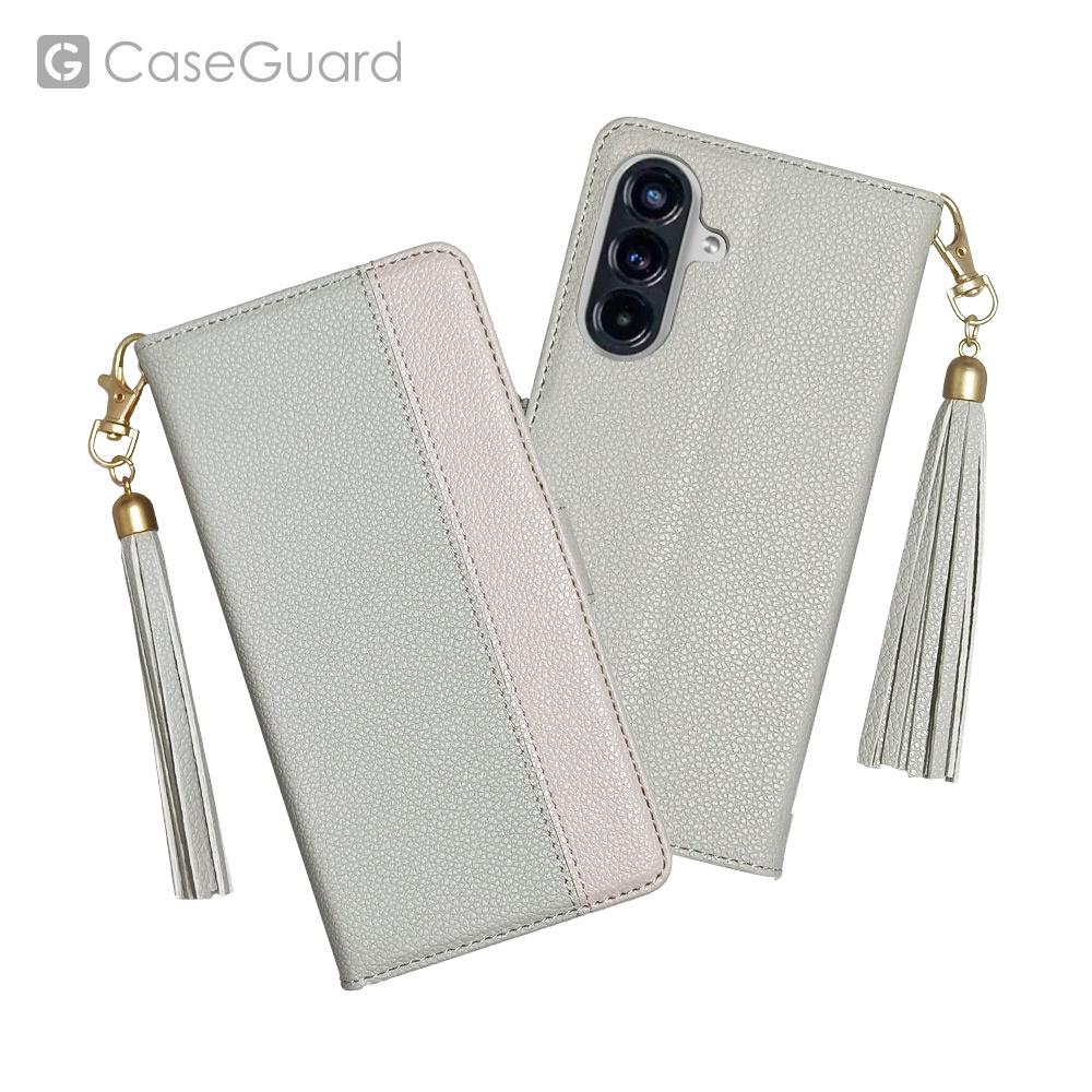 CaseGuard SAMSUNG A57 吊飾站立式皮套 灰粉