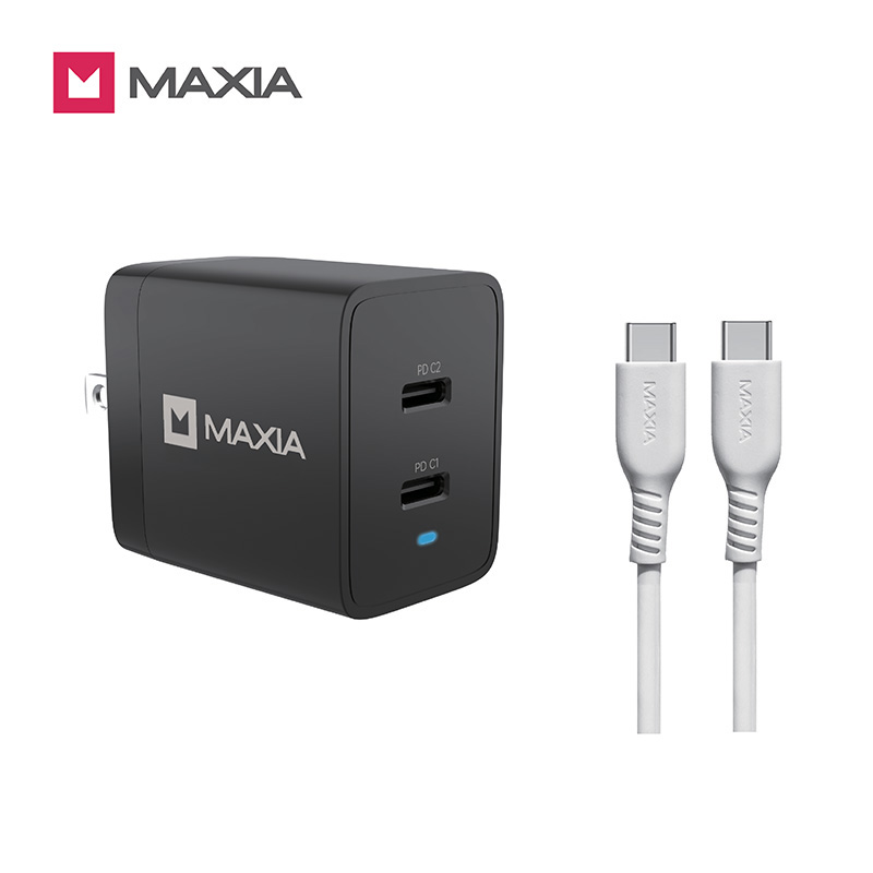 【MAXIA】氮化鎵GaN 47W急速快充組-白線(MPC-A47W+MQC-250)