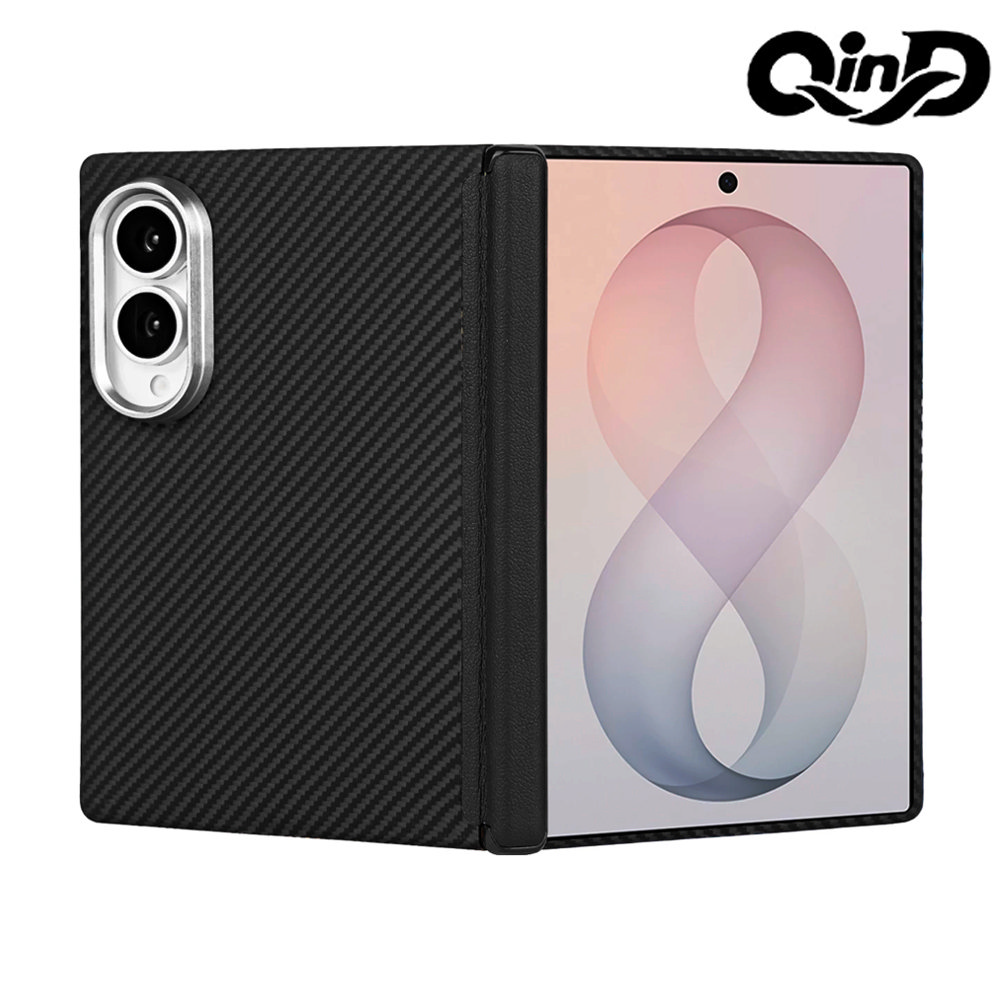 QinD SAMSUNG 三星Galaxy Z Fold 8 5G 凱夫拉碳纖維紋磁吸保護殼