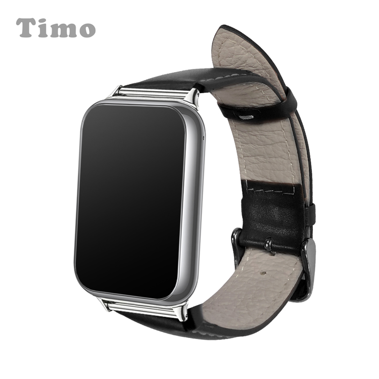 【Timo】Xiaomi 小米手環 8 Pro /9 Pro 通用款 經典平紋真皮錶帶_黑色