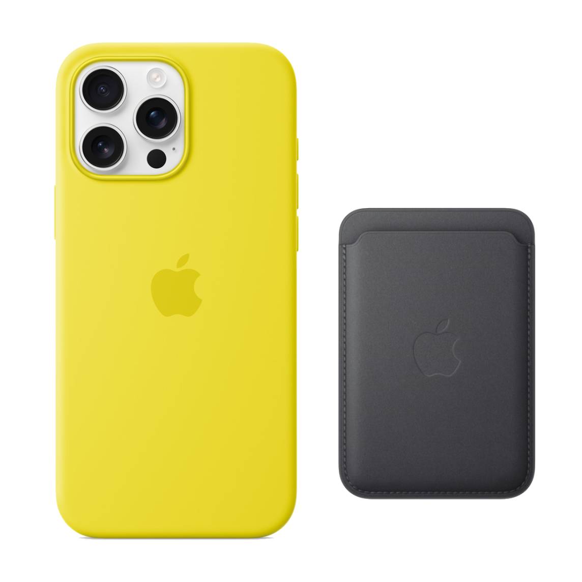 【雙11限時優惠】Apple iPhone 16 Pro MagSafe矽膠保護殼 楊桃色+Apple iPhone MagSafe織紋卡套 黑色