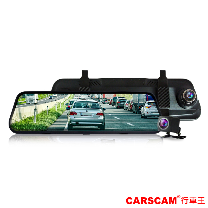 CARSCAM行車王 CR13 全螢幕電子式觸控雙1080P後視鏡行車記錄器-加贈32G記憶卡