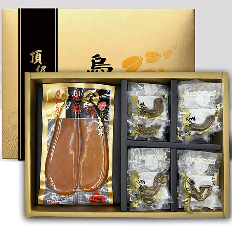 晶鱻烏金 炭烤烏魚腱+ 整片烏魚子 金賞禮盒+提袋