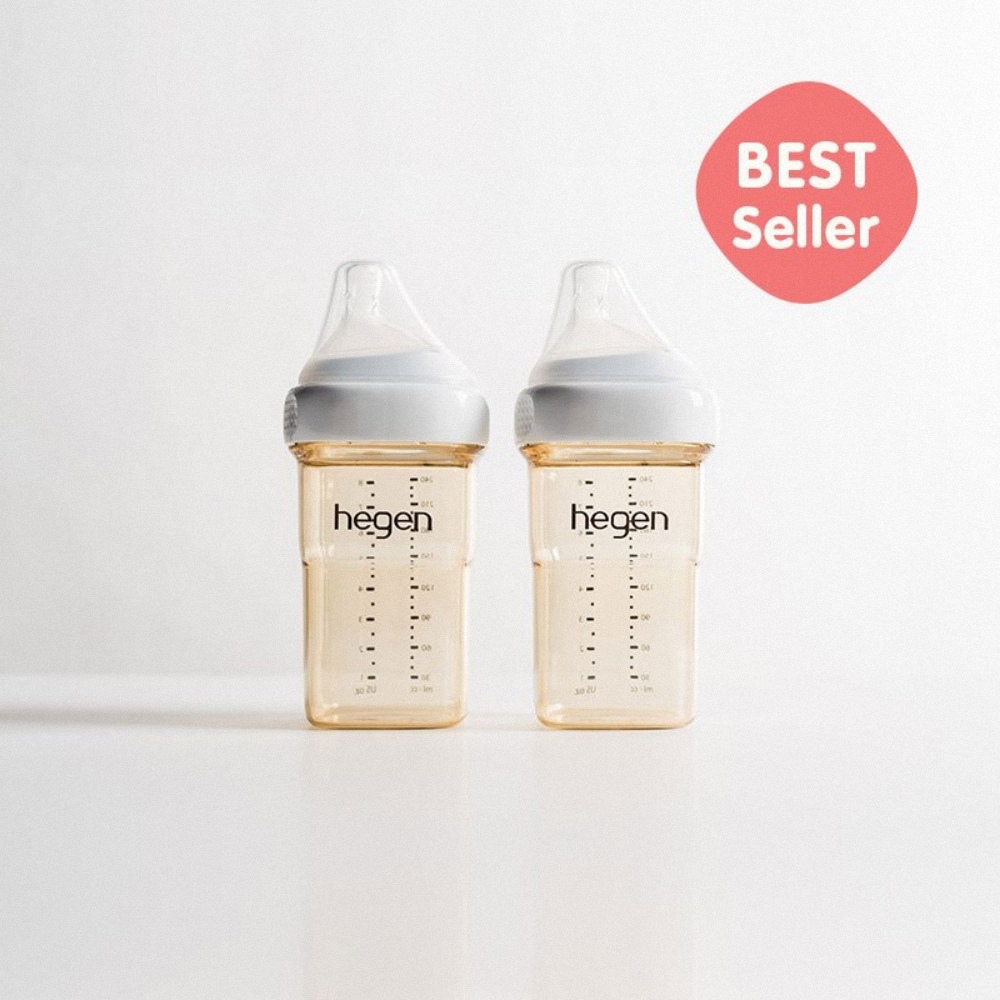 【hegen】金色奇蹟PPSU多功能方圓型寬口奶瓶 240ml 雙瓶組-象牙白/母嬰用品/新生禮/月子中心/月嫂/蒸汽消毒 /紫外線消毒 /沸水消毒/FDA