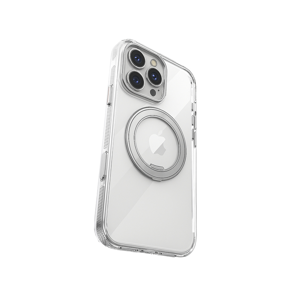 QinD Apple 蘋果 iPhone 16 Pro 旋轉磁吸支點殼(含相機鍵)(全透明)