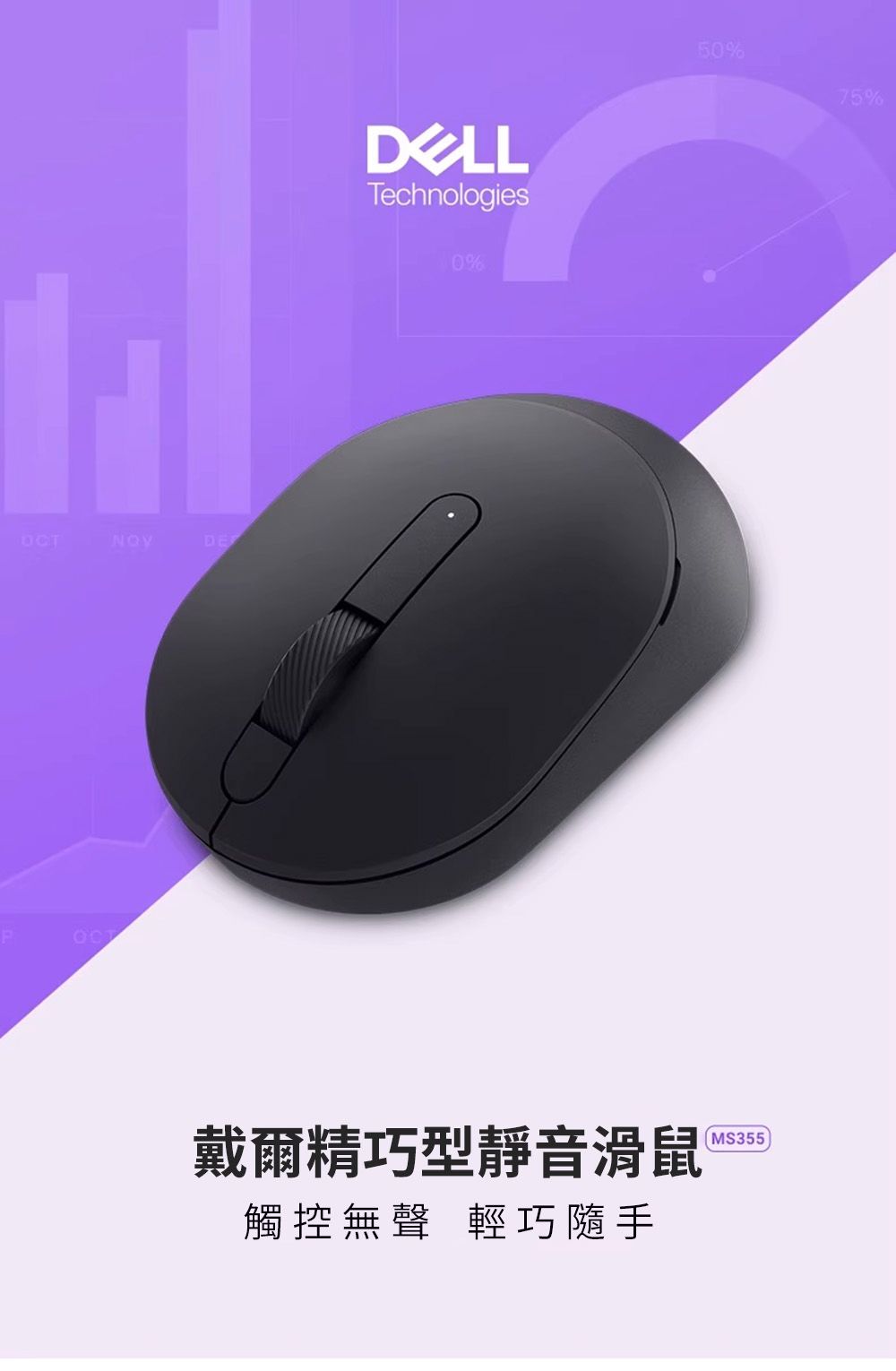 DETechnologies0%50%75%戴爾精巧型靜音滑鼠觸控無聲 輕巧隨手MS355