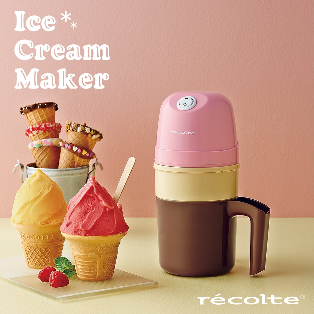 recolte 日本麗克特|Ice Cream 迷你冰淇淋機-珊瑚粉RIM(PK)