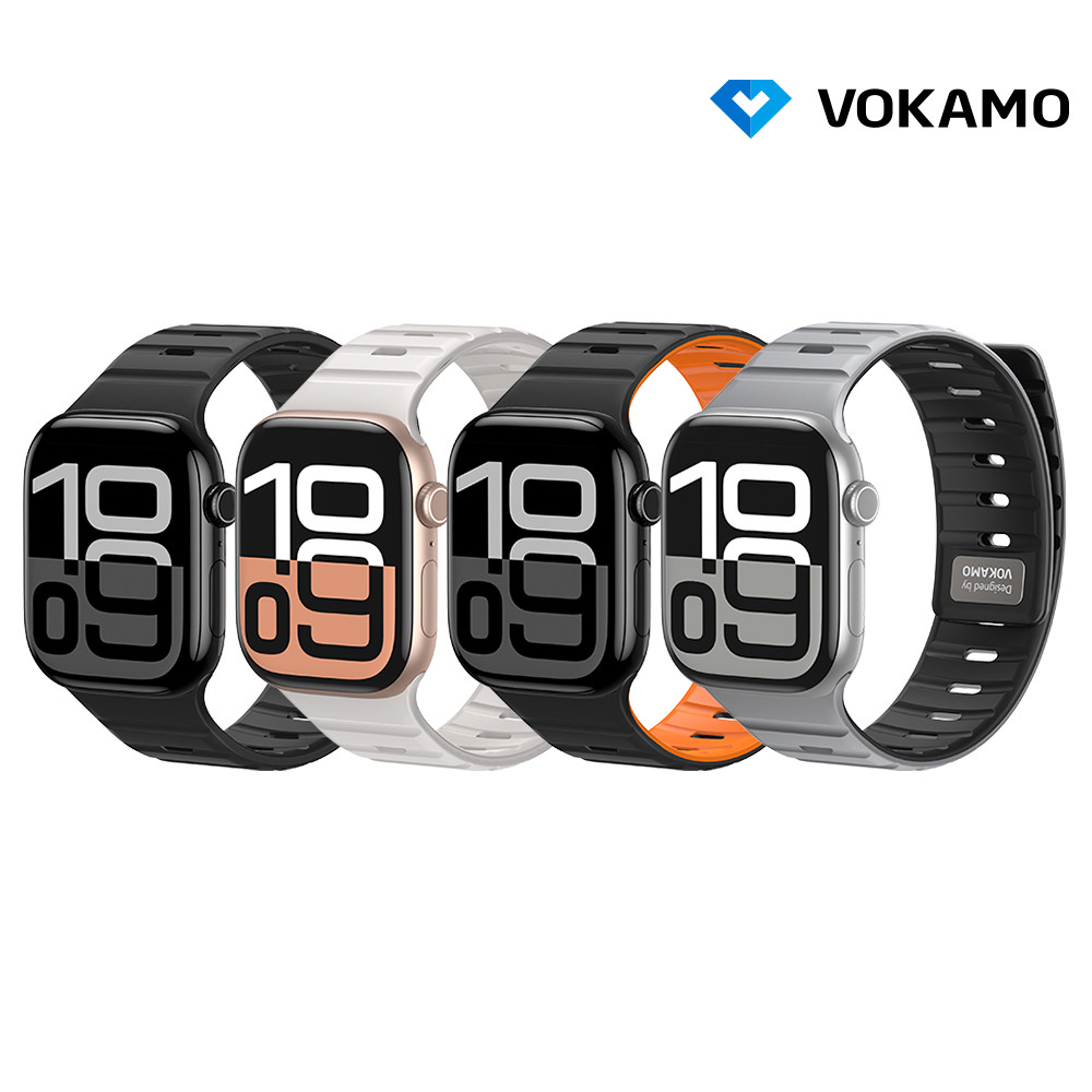 VOKAMO Apple Watch (42mm/44mm/45mm/46mm/49mm) 運動膚感矽膠錶帶(星光色)