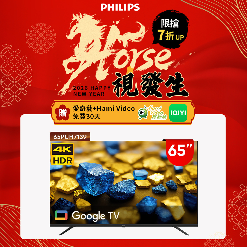 Philips 飛利浦 65型4K Google TV 智慧顯示器 65PUH7139 (含基本安裝)