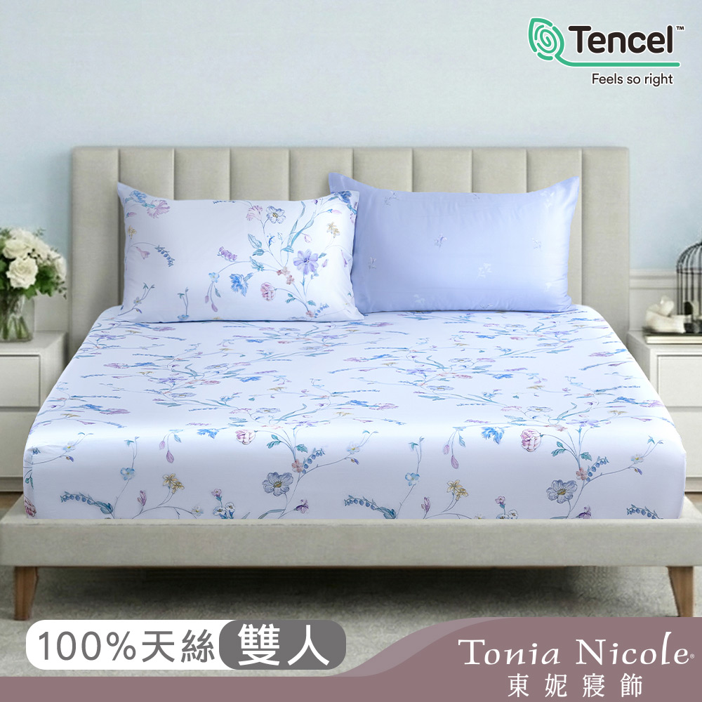 【Tonia Nicole 東妮寢飾】星嵐花影60支環保印染100%萊賽爾天絲床包枕套組(雙人)