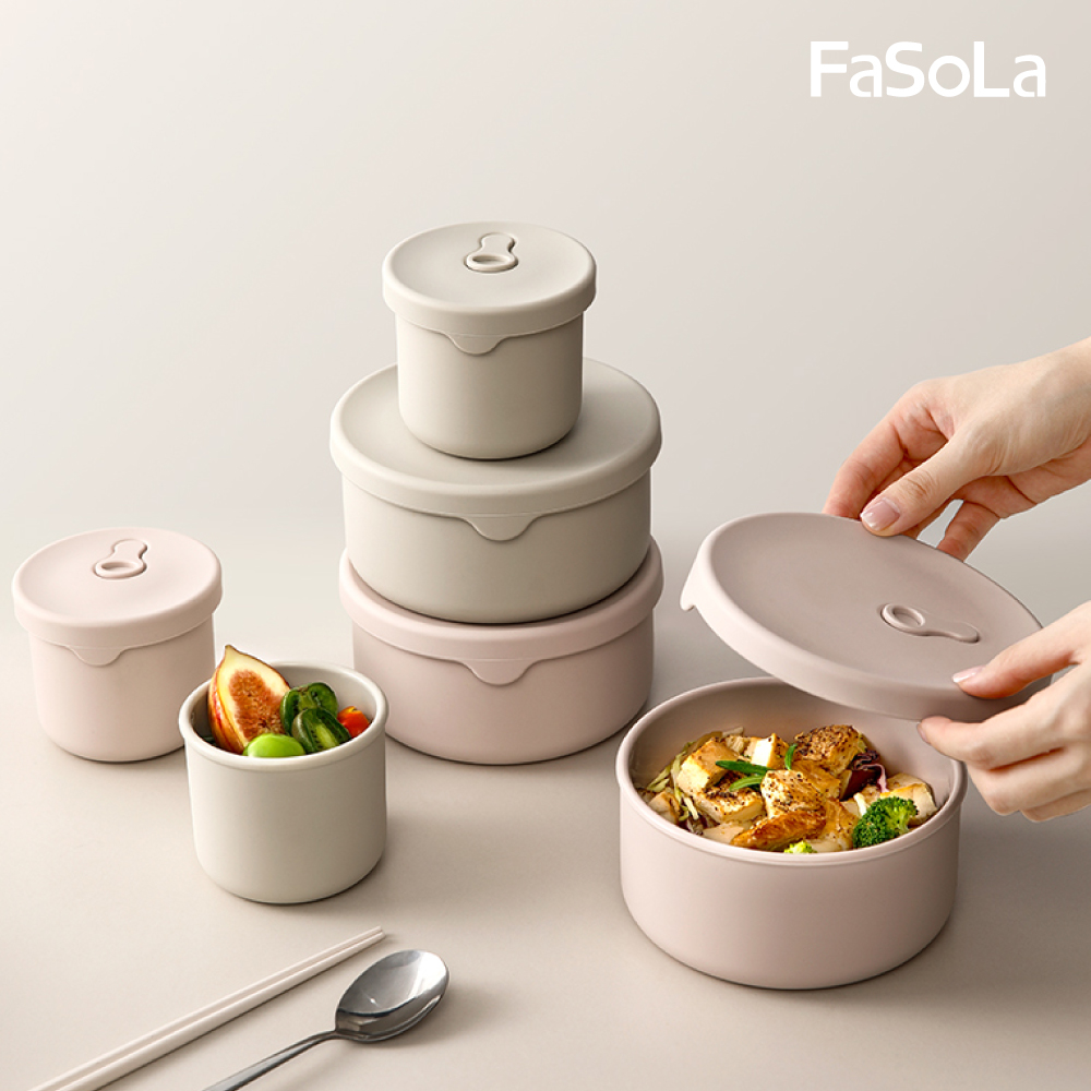 FaSoLa 食品用鉑金矽膠可微波分隔便當盒組(250ml) 一般款 灰色