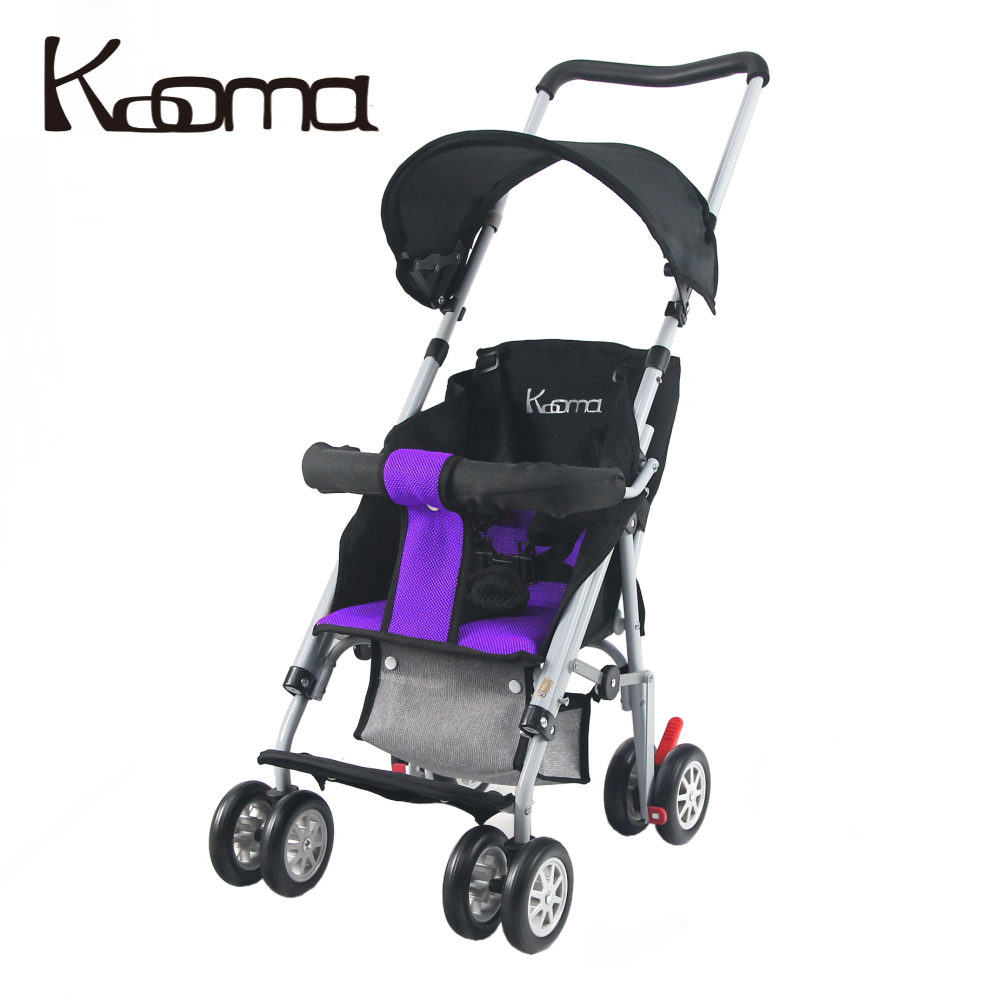 KOOMA 新款超輕巧輕便推車(椅背可調)附置物籃及防風遮雨罩- 紫