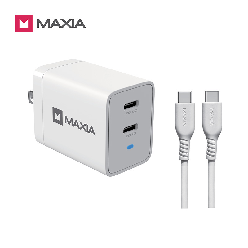 【MAXIA】氮化鎵GaN 67W急速快充組-白線(MPC-A67W+MQC-250)