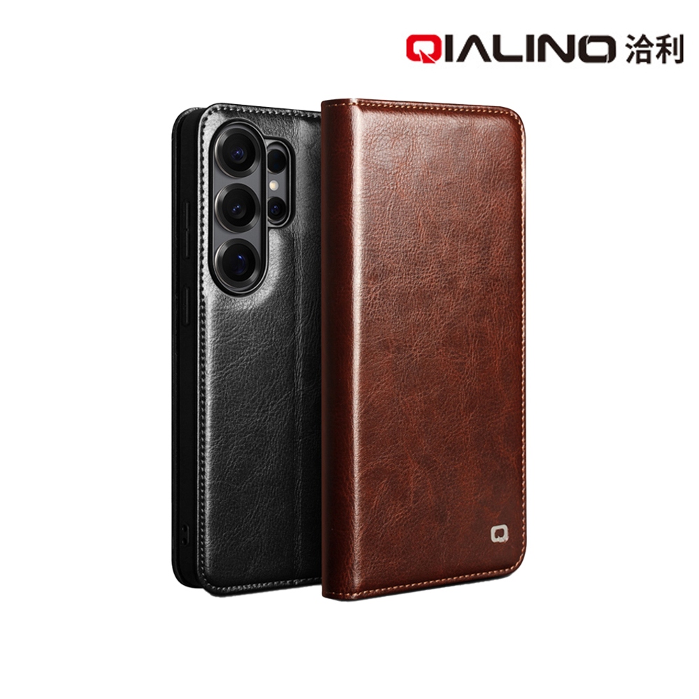QIALINO SAMSUNG 三星 Galaxy S26 Ultra 5G 真皮經典皮套(黑色)