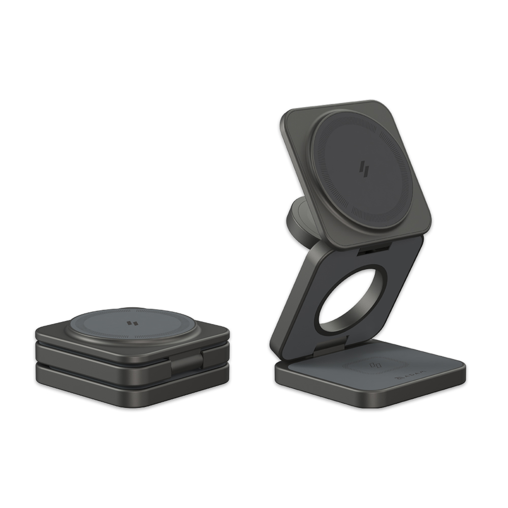 亞果元素 Mag 3 Pro Qi2 15W磁吸三用無線充電座 灰