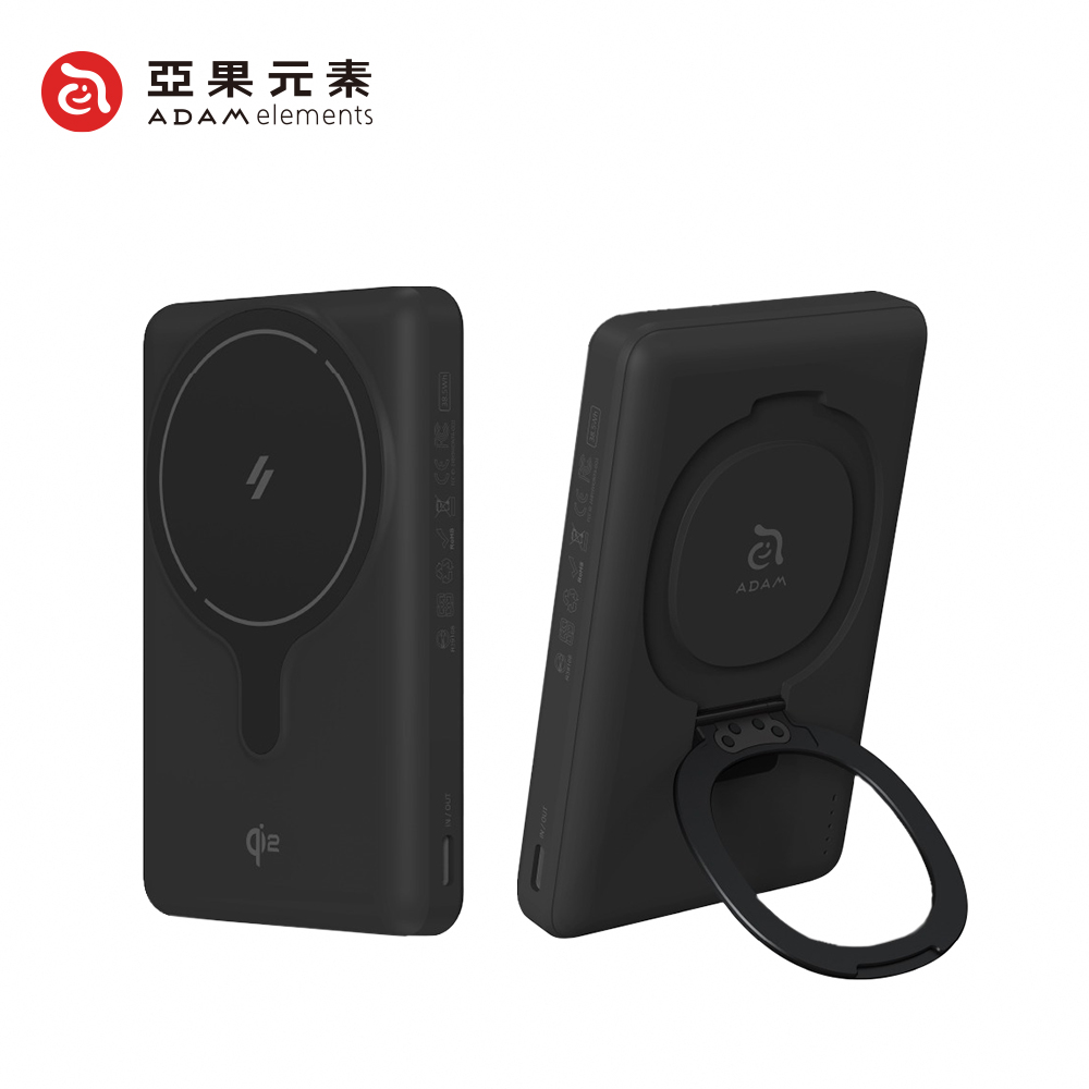 【亞果元素】VIONTA GQ1 Qi2支架款行動電源10000mAh(有標示Wh)_黑色