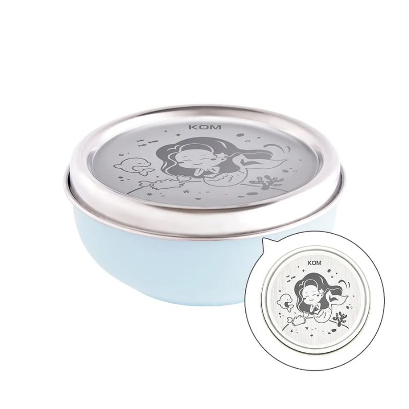 【DOZO嚴選】KOM-夢想系列丨316磨砂不鏽鋼 (幼兒園指定) 兒童碗_圖案 : 機器人/太空人/美人魚_三碗各一入 (附湯匙) 贈:太空人餐袋