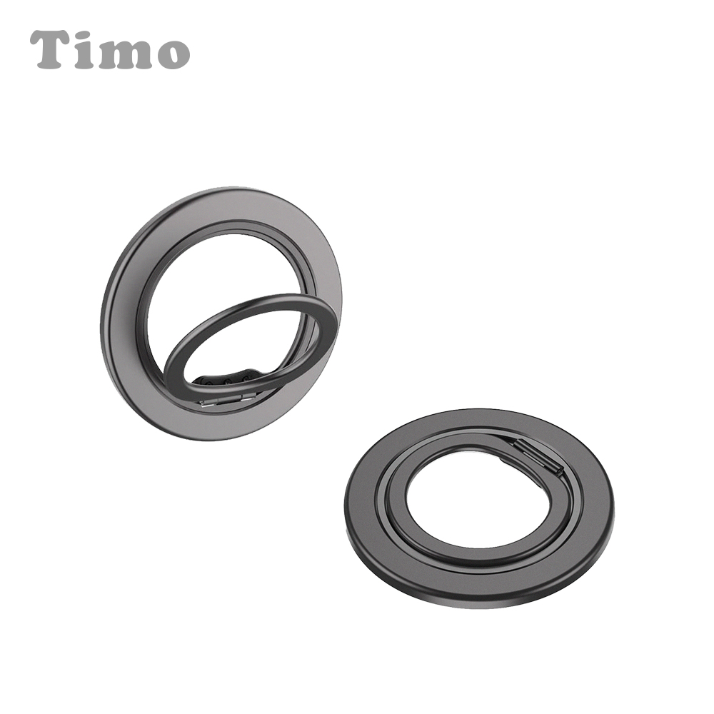 【Timo】360°旋轉 MagSafe磁吸金屬手機支架/指環扣-深灰