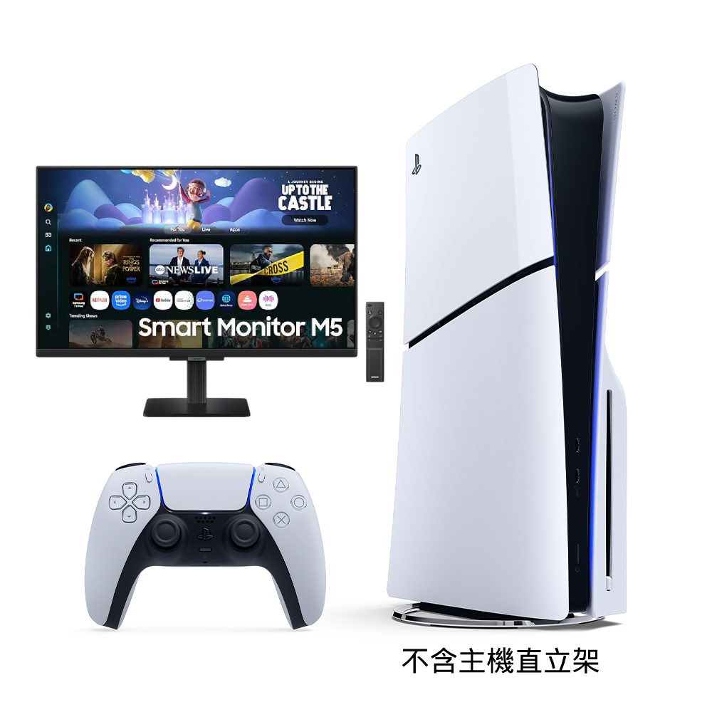 SONY PS5 光碟版 Slim輕薄型主機+SAMSUNG 三星 27吋智慧聯網螢幕 M5 黑