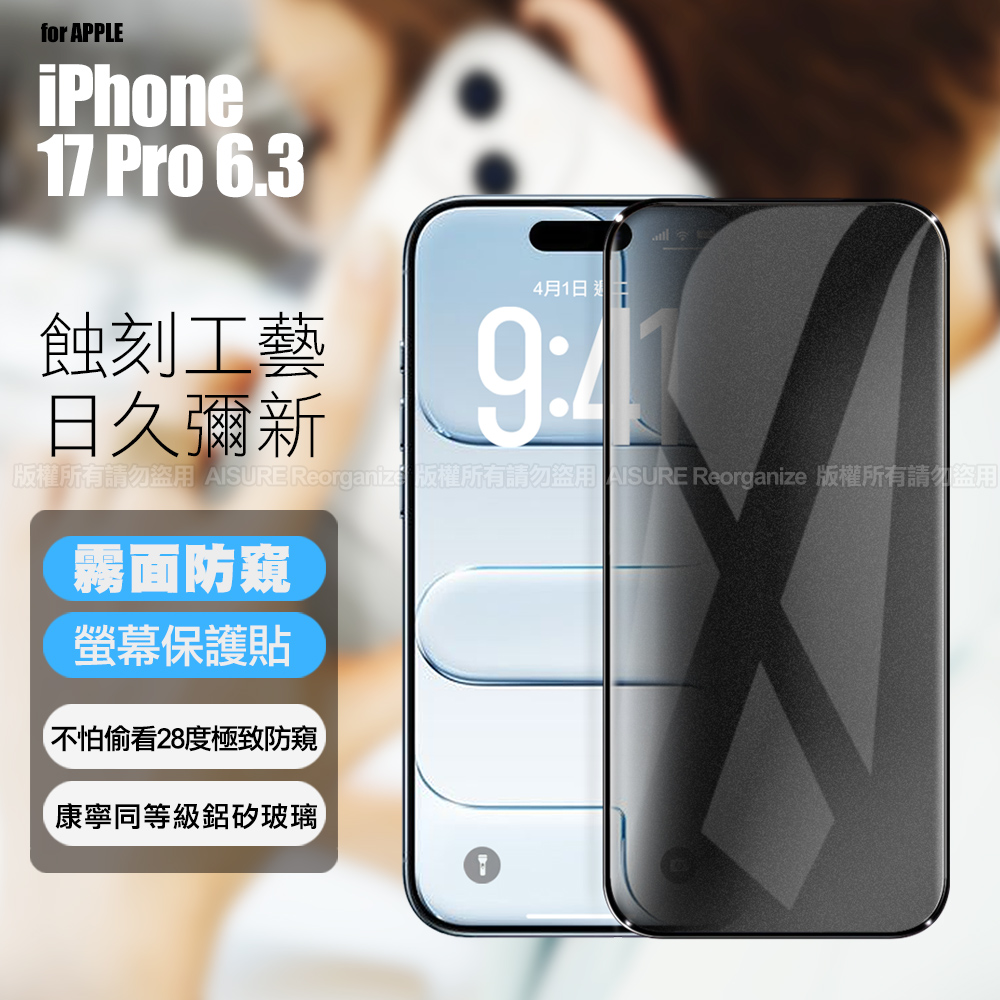 CITY BOSS for iPhone 17 Pro 霧面防窺滿版保護貼
