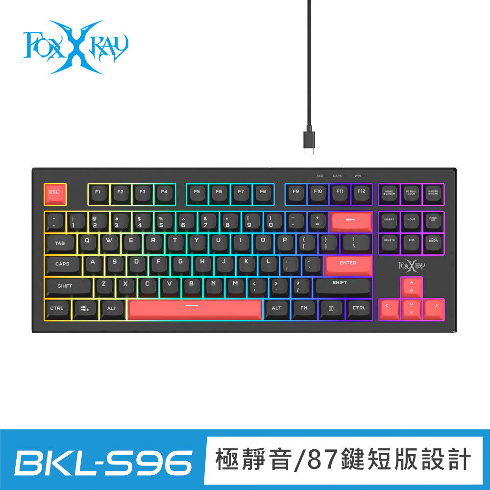 FOXXRAY 狐鐳 鬼焰TKL極致靜音電競鍵盤(FXR-BKL-S96)
