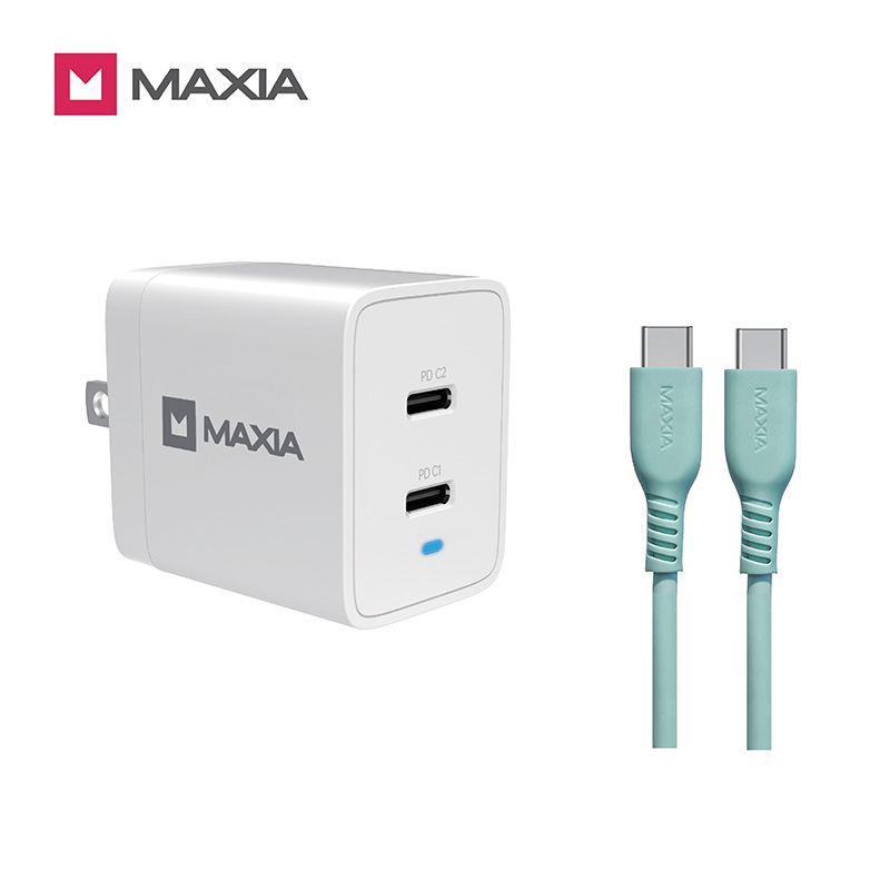 【MAXIA】氮化鎵GaN 47W急速快充組-綠線(MPC-A47W+MQC-250)