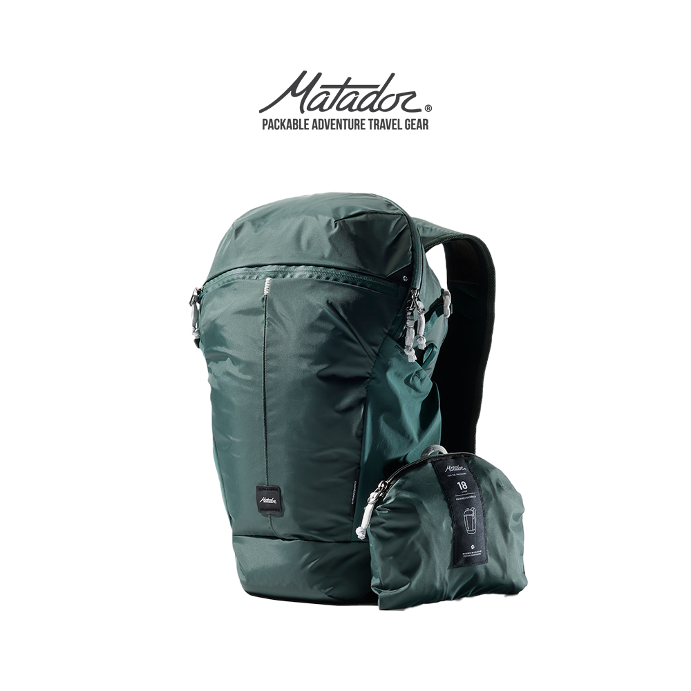 【Matador 鬥牛士】 Packable Backpack 18L 輕量折疊背包 -杜松綠/旅行背包/可收納/折疊/輕量化/捲口/戶外旅行