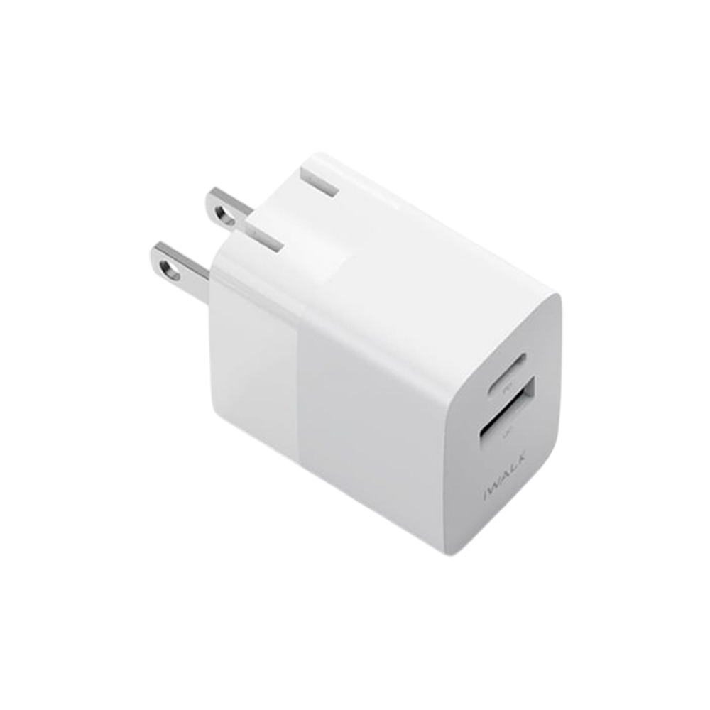 【iWALK】方塊酥30W閃充PD+QC摺疊快充頭 ADL027【珍珠白】