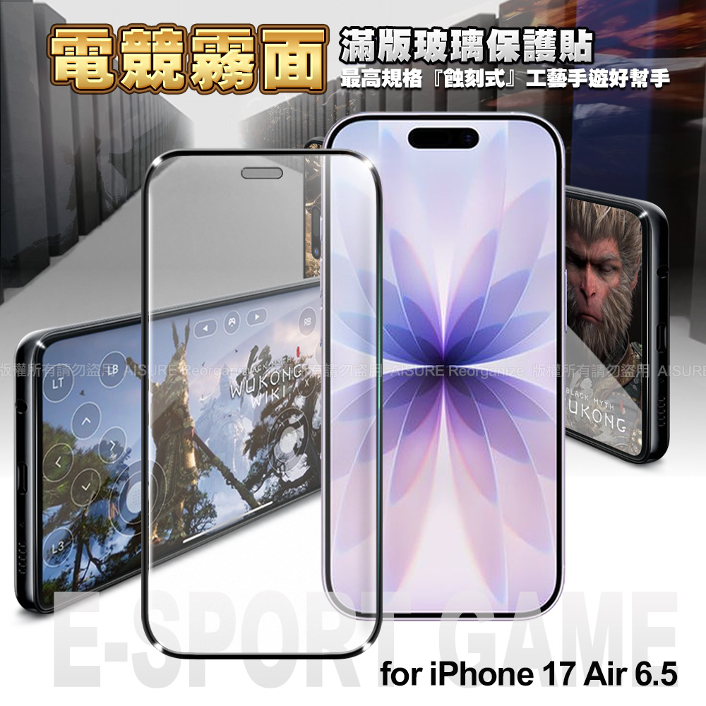 NISDA iPhone 17 Air 6.5 電競霧面滿版玻璃保護貼