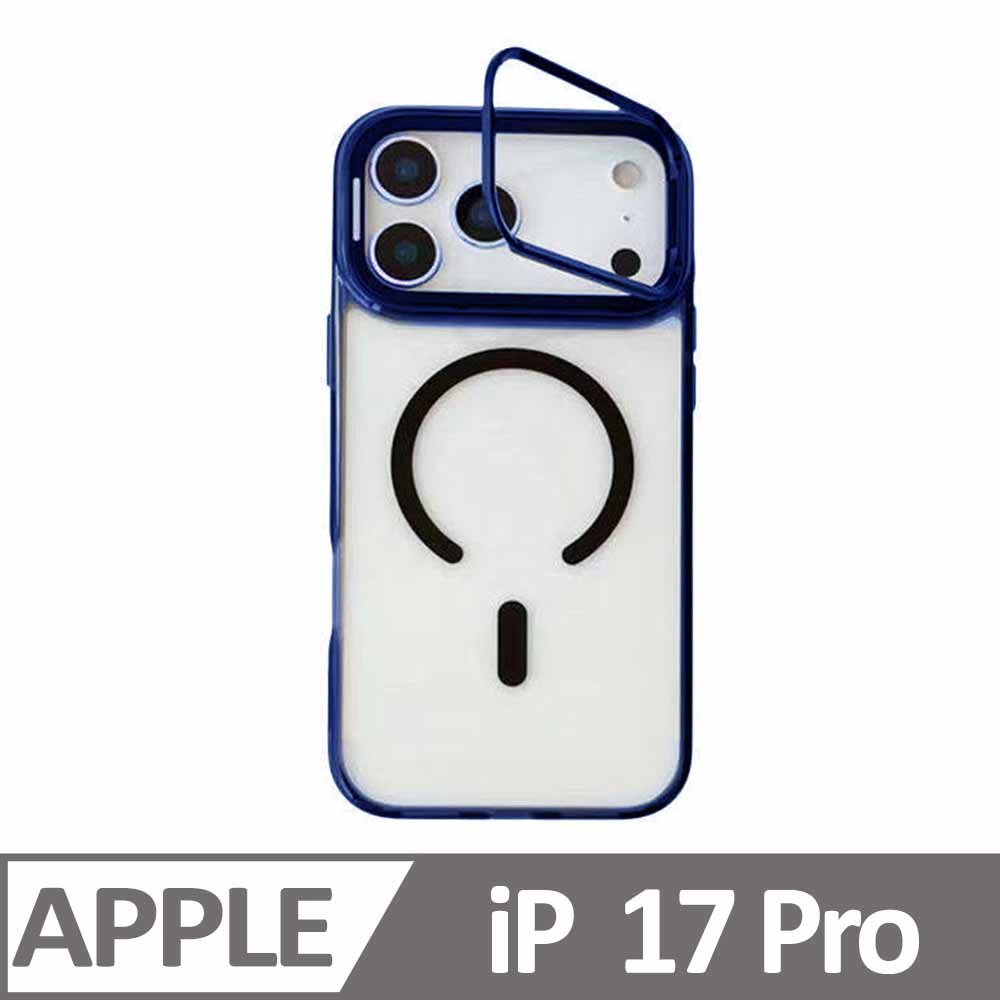BUCKSUITI iPhone 17 Pro 輕巧MAG鏡頭框支架磁吸殼 藍色