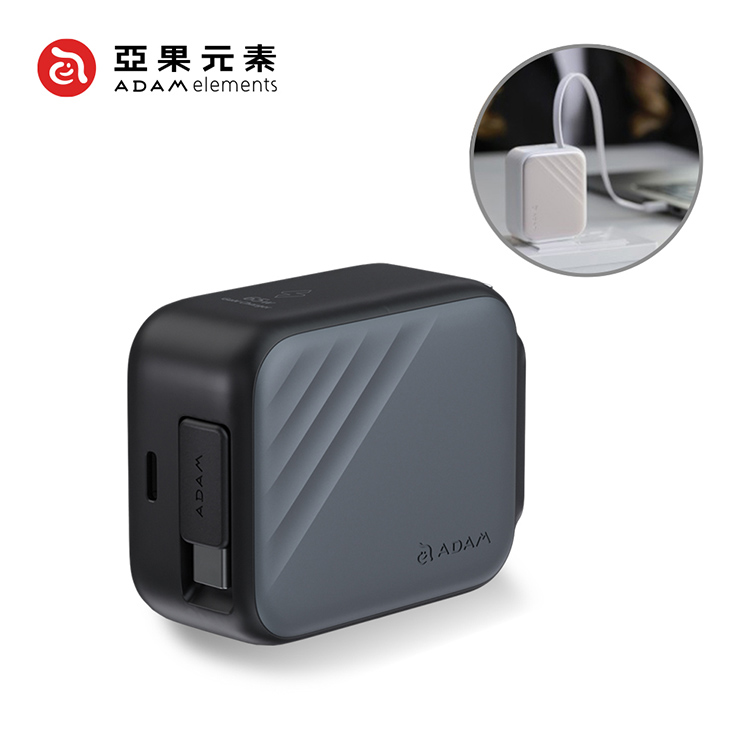 【亞果元素】L35 GaN 35W USB-C自帶線充電器_灰