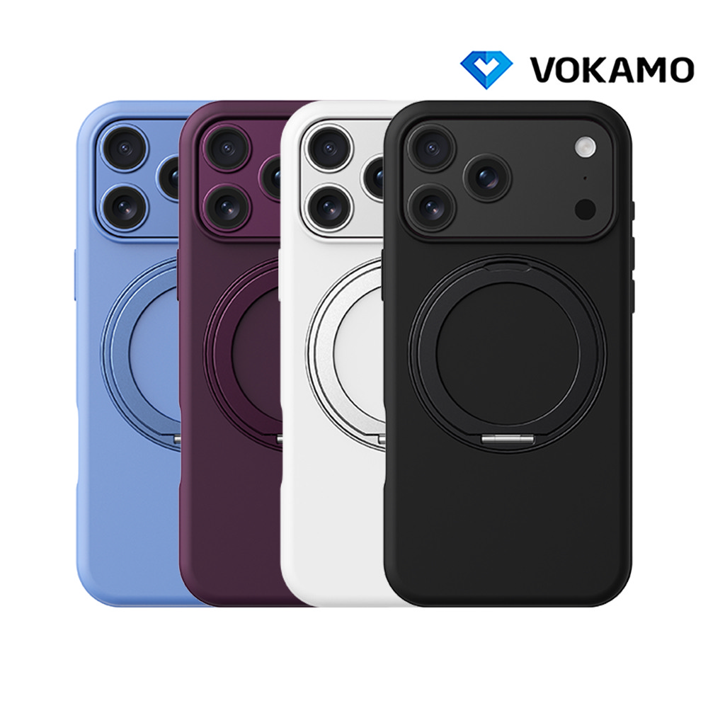 VOKAMO Apple 蘋果 iPhone 18 Pro 膚感磁吸旋轉支架保護殼(曜石黑)