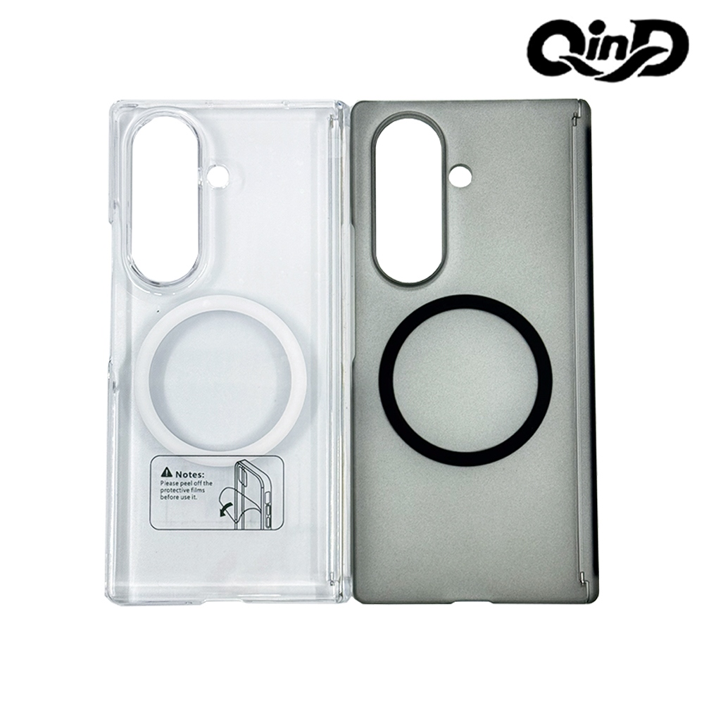 QinD SAMSUNG 三星 Galaxy Z Fold 7 5G 雙中軸磁吸保護殼(磨砂黑)