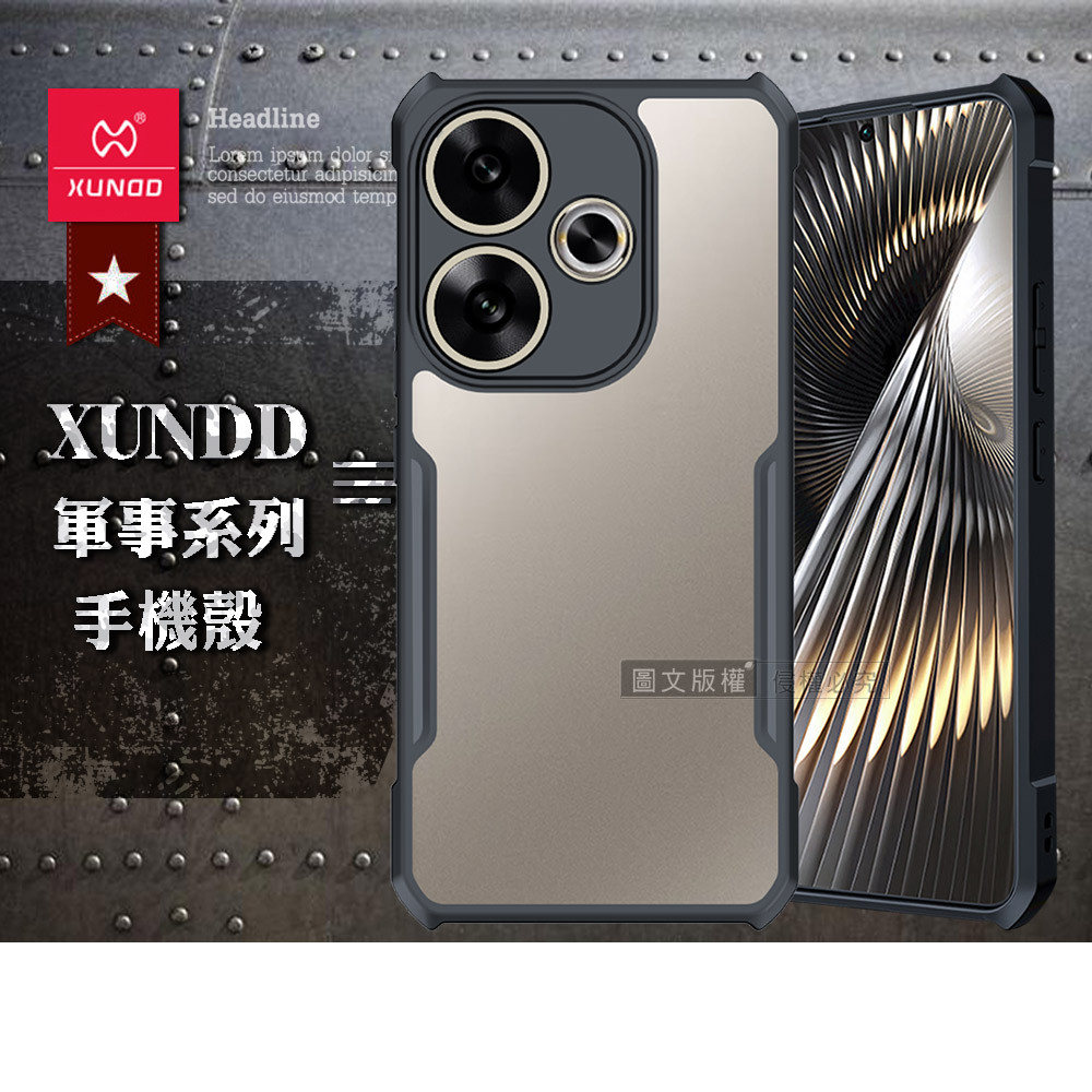 XUNDD訊迪 軍事防摔 POCO F6 鏡頭全包覆 清透保護殼 手機殼(夜幕黑)