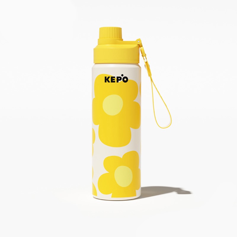 KEPO LQ 600ML KC011運動保溫保冷杯 隨行保溫保冷杯 316L不銹鋼內膽 黃色