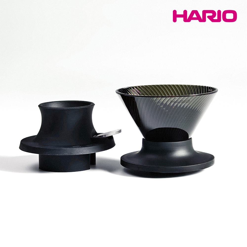 預購【HARIO】V60 NEO 樹脂濾杯01-黑色+聰明濾杯通用矽膠開關底座-黑色_2026/6月底出貨