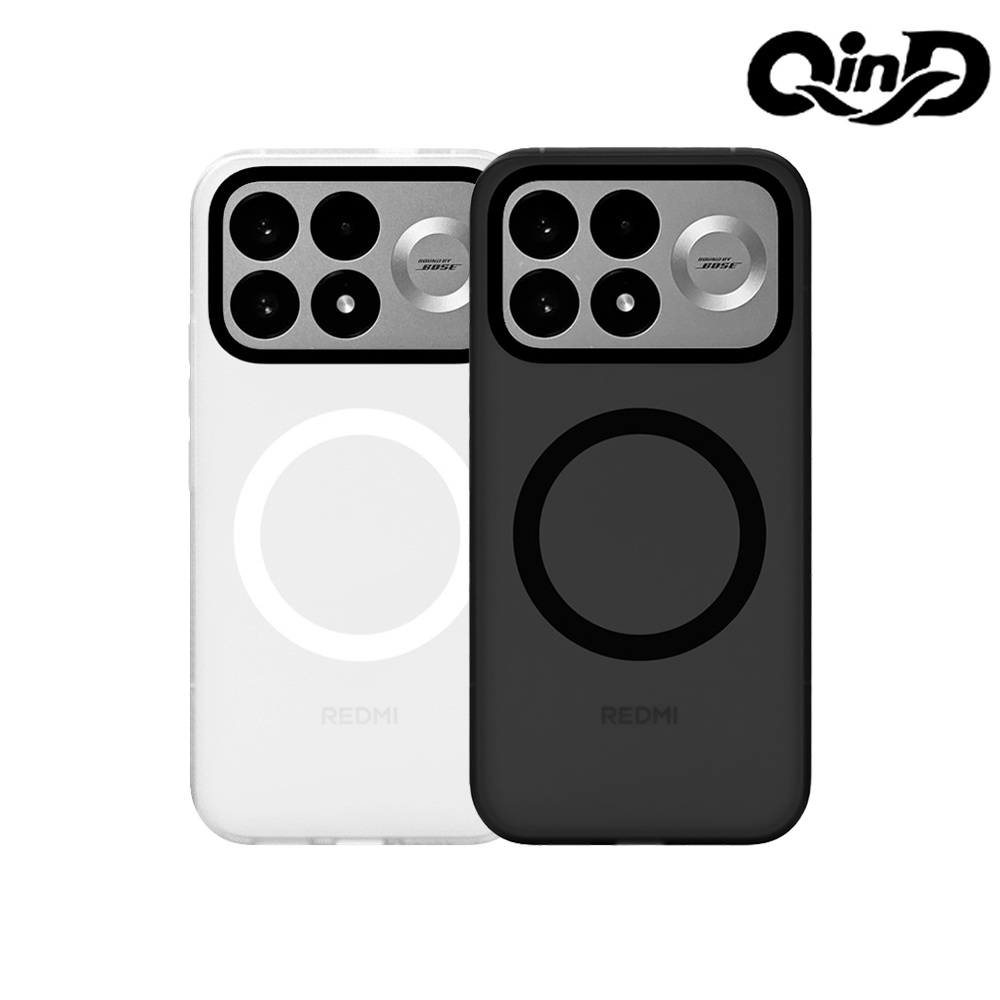 QinD POCO F9 Pro 5G 隱砂磁吸保護殼(輕砂白)