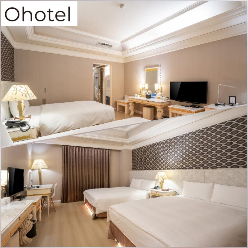 台中【Ohotel麗加園邸酒店】平日經典四人房一泊一食住宿券MO26