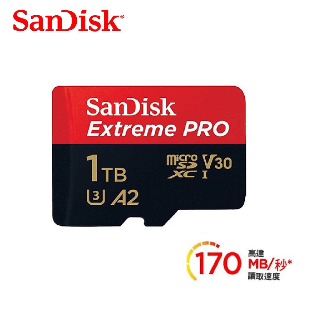 【SanDisk】Extreme Pro 1TB microSDXC UHS-I V30 A2 記憶卡(讀取達170MB)