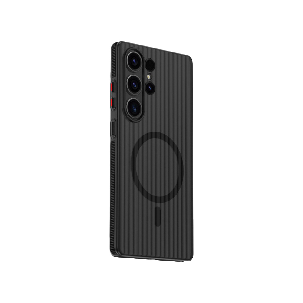 QinD SAMSUNG 三星 Galaxy S25 Ultra 光柵冰霧磁吸殼(灰/黑)