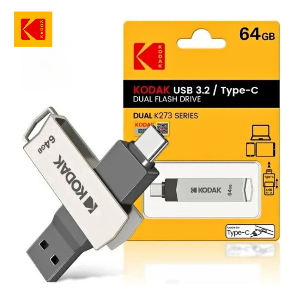 【Kodak 柯達】K273 雙接口Type-C 3.2 雙用途2合1隨身碟-64G